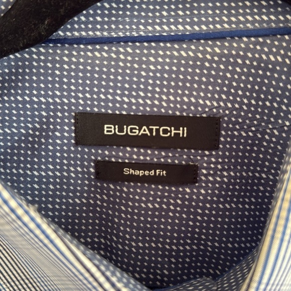 Bugatchi Blue and Black Checkered Button Down Shaped Fit Shirt 100% cotton - Picture 4 of 7